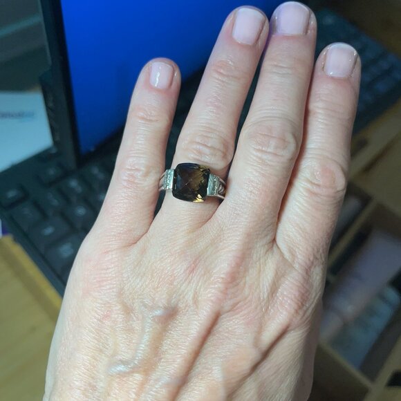 David Yurman Smoky Quartz & Diamond Sculpted Cable Ring - Picture 5 of 5